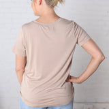 Isleen Viscose Modal Short Sleeve Top - Taupe