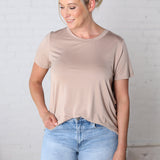 Isleen Viscose Modal Short Sleeve Top - Taupe