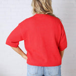 Isley Sweater Sleeve Top - Red