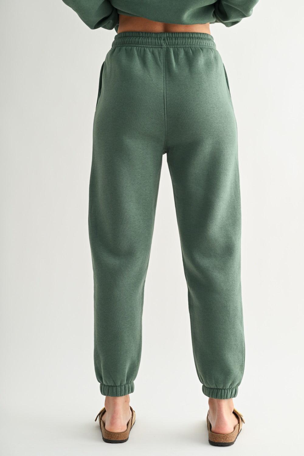 Islyn Fleece Billow Pants - Eldergreen
