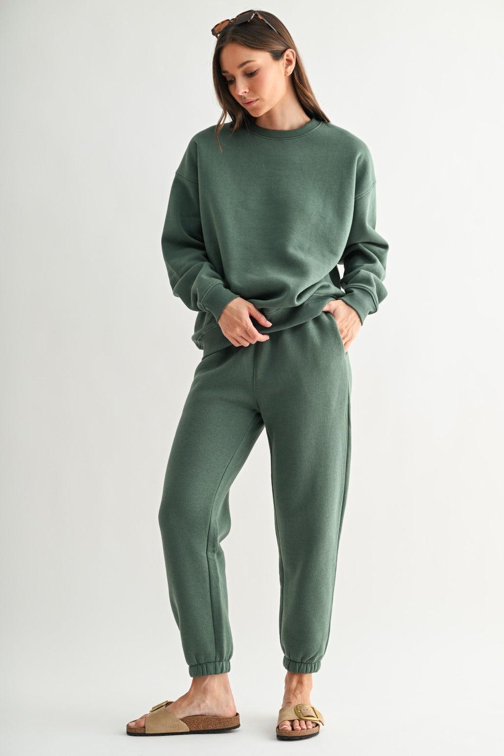 Islyn Fleece Billow Pants - Eldergreen