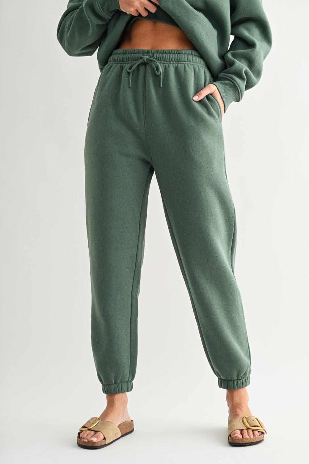 Islyn Fleece Billow Pants - Eldergreen