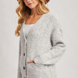 Ismarie Button Down Cardigan - Heather Grey