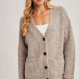 Ismarie Button Down Cardigan - Latte