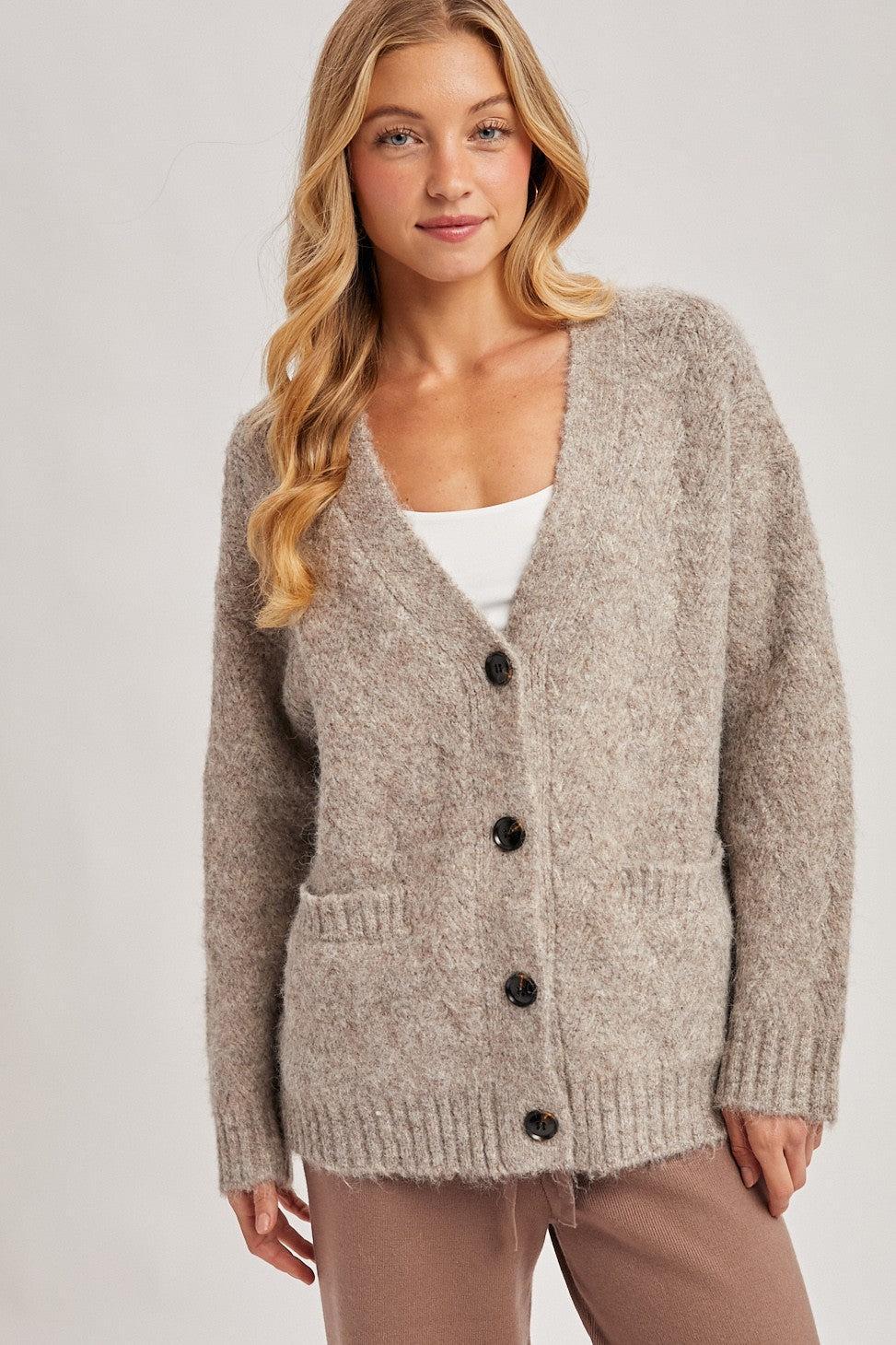 Ismarie Button Down Cardigan - Latte FINAL SALE
