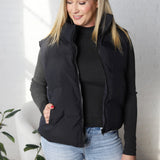 Ismay Zipper Puffer Vest - Black