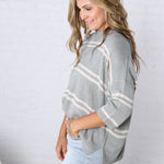 Ismena Drop Shoulder Striped Sweater Top - Jade