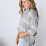 Ismena Drop Shoulder Striped Sweater Top - Jade