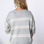 Ismena Drop Shoulder Striped Sweater Top - Jade