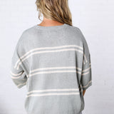 Ismena Drop Shoulder Striped Sweater Top - Jade