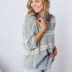 Ismena Drop Shoulder Striped Sweater Top - Jade FINAL SALE