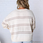 Ismena Drop Shoulder Striped Sweater Top - Natural