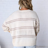 Ismena Drop Shoulder Striped Sweater Top - Natural