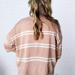 Ismena Drop Shoulder Striped Sweater Top - Taupe