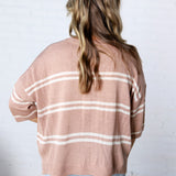 Ismena Drop Shoulder Striped Sweater Top - Taupe