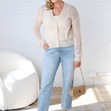 Isolde Button Down Pointelle Cardigan - Natural