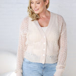 Isolde Button Down Pointelle Cardigan - Natural