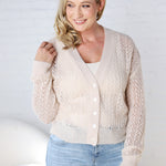 Isolde Button Down Pointelle Cardigan - Natural