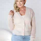 Isolde Button Down Pointelle Cardigan - Natural