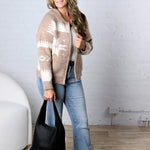 Isolde Fair Isle Snowflake Knit Cardigan - Latte