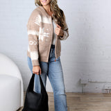 Isolde Fair Isle Snowflake Knit Cardigan - Latte