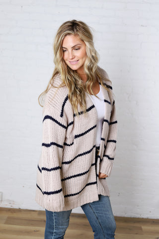 Isolde Oversized Stripe Knit Cardigan