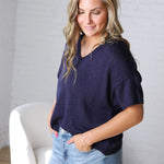 Ivelle Lightweight V-Neck Sweater - Navy