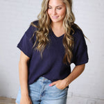 Ivelle Lightweight V-Neck Sweater - Navy
