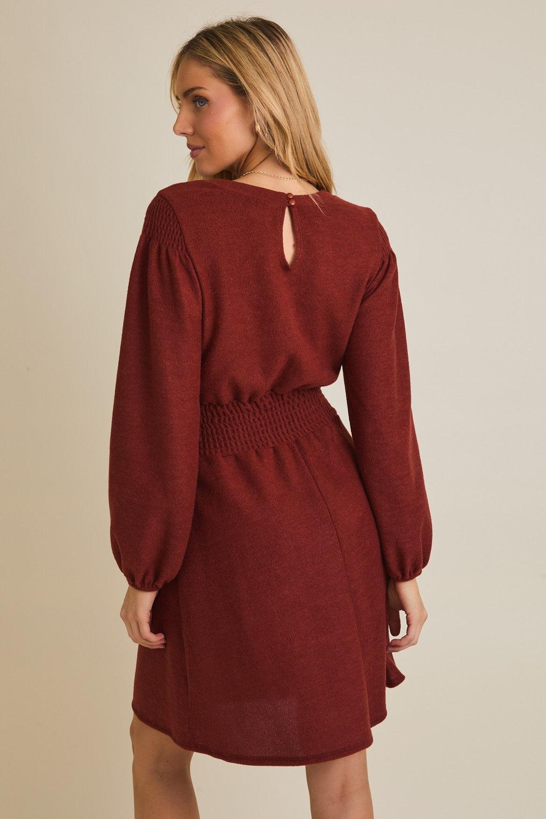 Iven Smocked Mini Dress - Rust