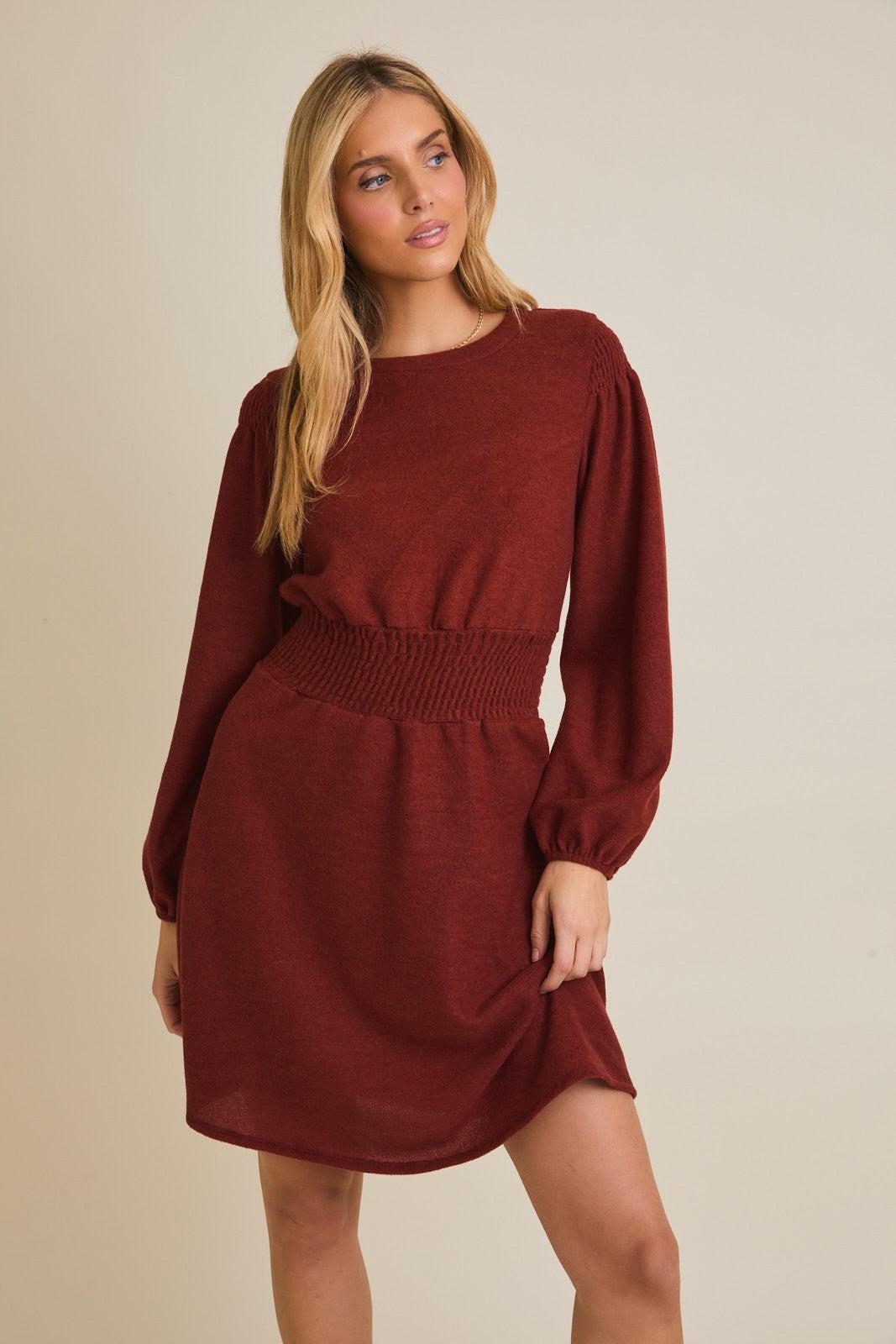 Iven Smocked Mini Dress - Rust