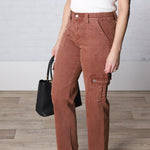 Jacey High Rise Straight Cargo Pocket Pant