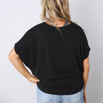 Jadin Dolman Sleeve Boat Neck Top - Black