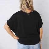 Jadin Dolman Sleeve Boat Neck Top - Black