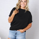 Jadin Dolman Sleeve Boat Neck Top - Black