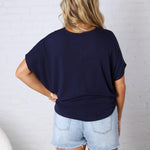 Jadin Dolman Sleeve Boat Neck Top - Dk Navy