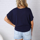 Jadin Dolman Sleeve Boat Neck Top - Dk Navy
