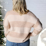 Jael Oversized Striped Sweater Top - Taupe