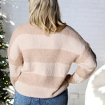 Jael Oversized Striped Sweater Top - Taupe - FINAL SALE