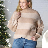 Jael Oversized Striped Sweater Top - Taupe - FINAL SALE