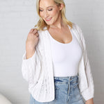 Jaida Light Weight Cable Knitted Cardigan - White - FINAL SALE