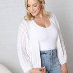 Jaida Light Weight Cable Knitted Cardigan - White - FINAL SALE