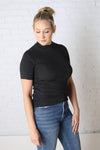 Jaki Ribbed Short Sleeve Sweater - Charcoal