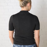 Jaki Ribbed Short Sleeve Sweater - Charcoal