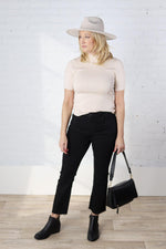 Jaki Ribbed Short Sleeve Sweater - Oatmeal