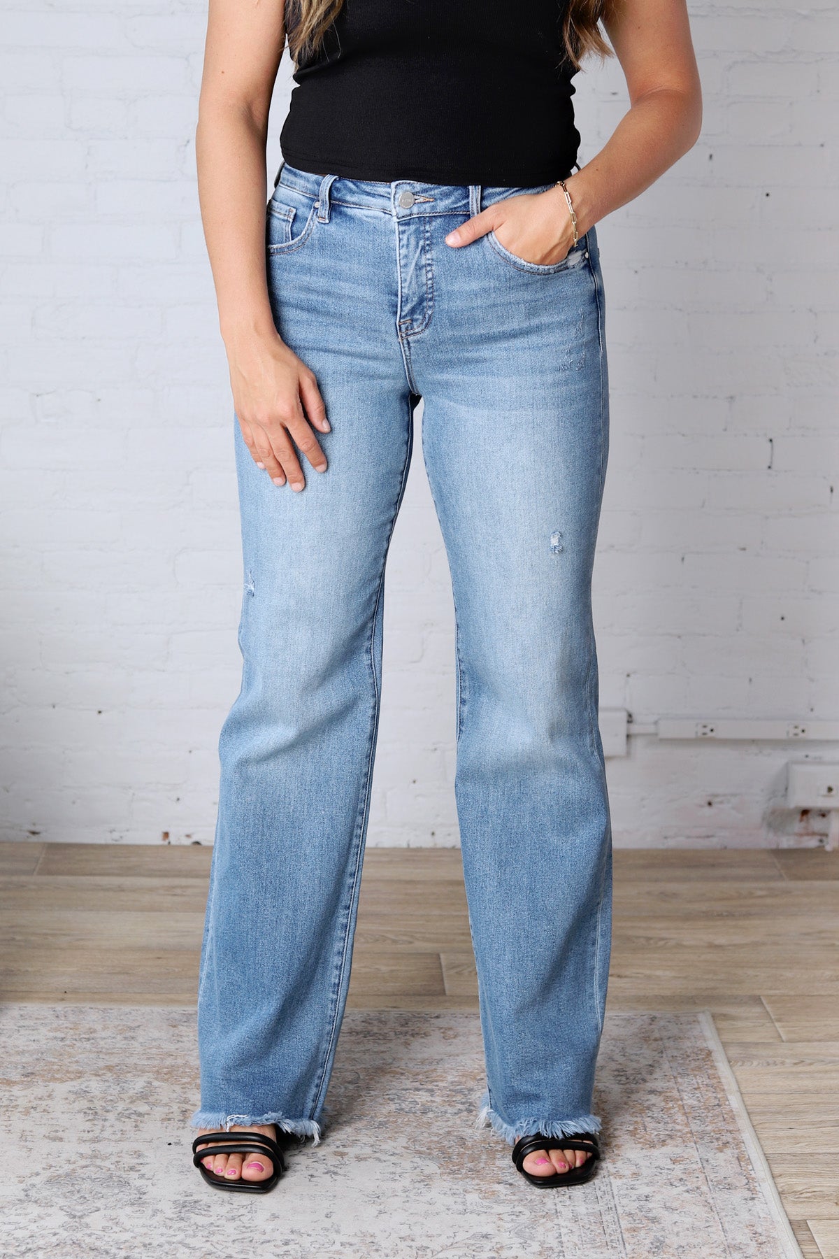 Jalen High Rise Long Straight Jeans - Risen Jeans