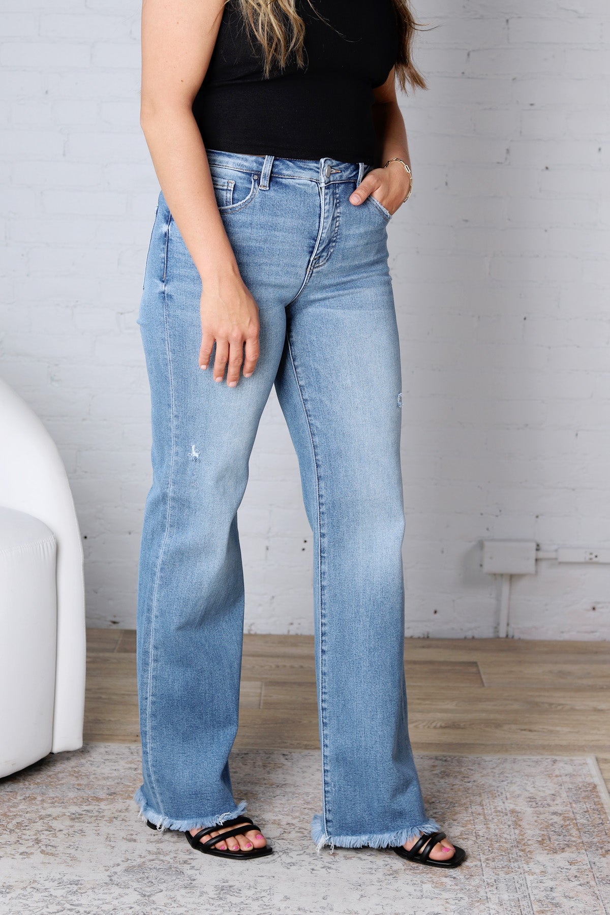 Jalen High Rise Long Straight Jeans - Risen Jeans