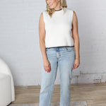 Jarden Soft Ribbed Sweater Top - Ivory/Black