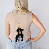 Jarden Soft Ribbed Sweater Top - Taupe/Black