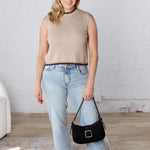 Jarden Soft Ribbed Sweater Top - Taupe/Black