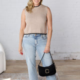 Jarden Soft Ribbed Sweater Top - Taupe/Black